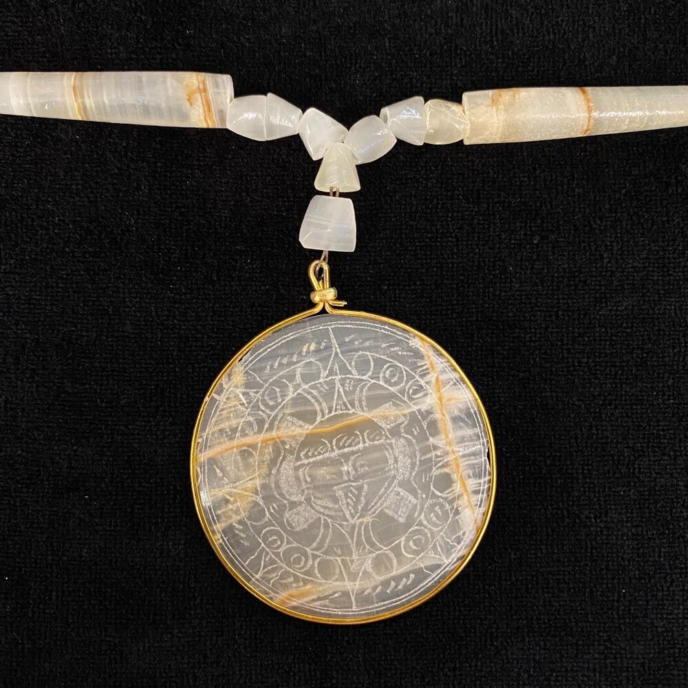 Hand Carved Onyx Stone Necklace